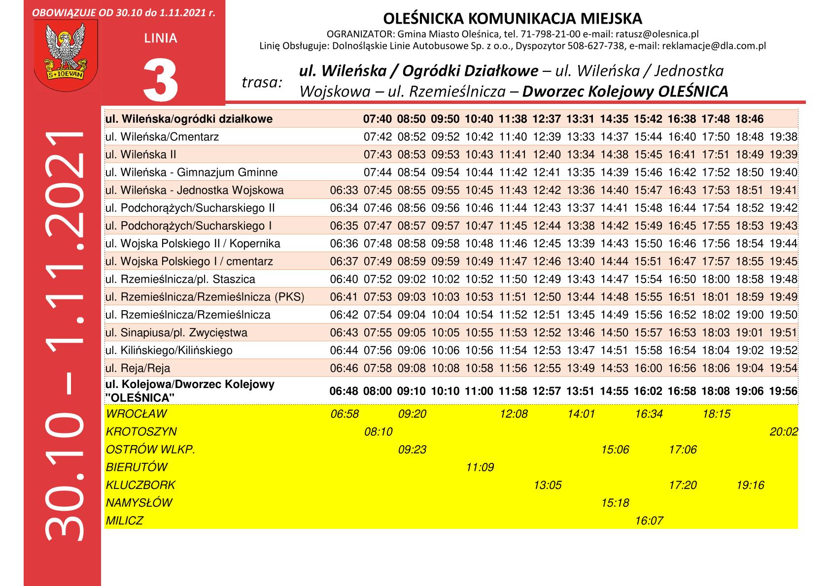 Autobus 504 Oleśnica Wrocław Rozkład Jazdy www.olesnica.pl